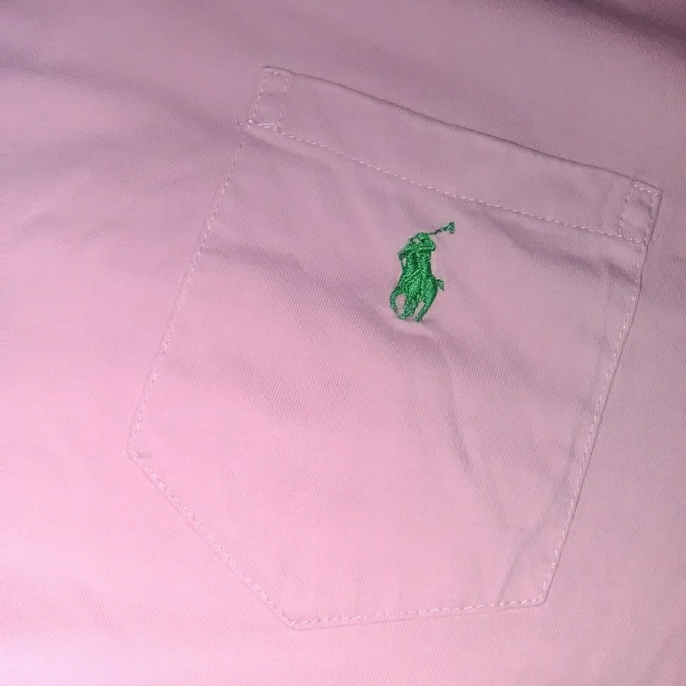 Pink and green polo